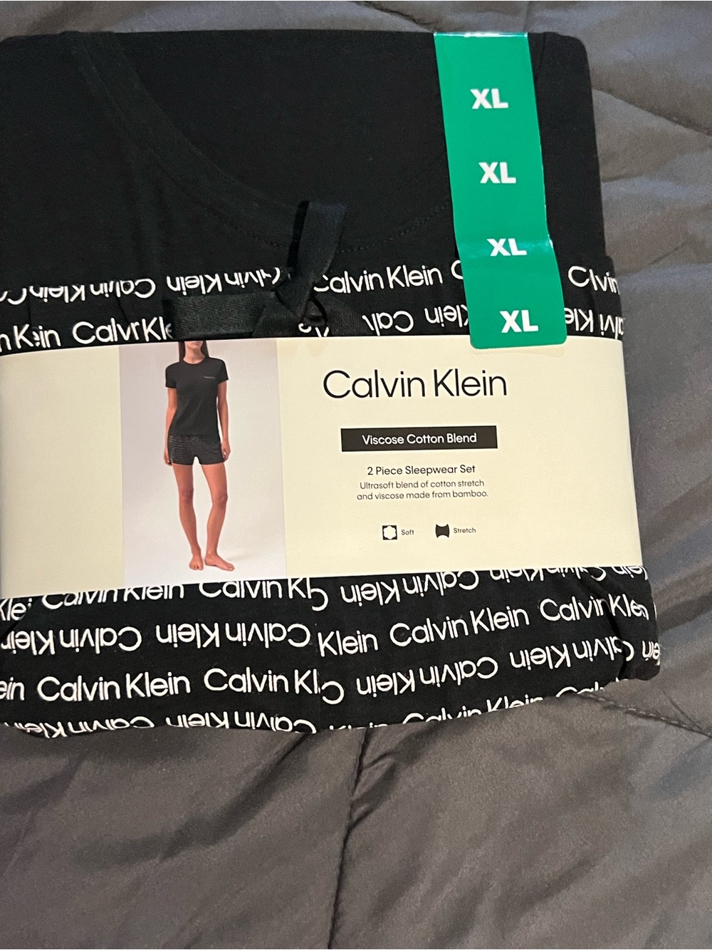 Calvin Klein Underwear Black Logo 2-Piece Viscose Cotton Sleep Set